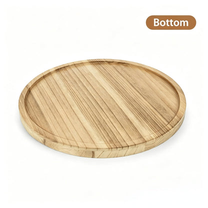 Round Ottoman Tray for Coffee Table Living Room Wood Serving Tray Large Wooden 20 Inches Rustic Torched