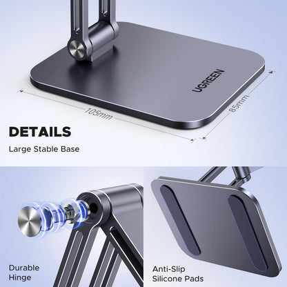 UGREEN Magnetic Phone Stand Compatible with MagSafe Holder for Desk Ergonomic Design Adjustable, Aluminum Cell Phone Stand Compatible for iPhone 17 Air 16 15 14 13 12 Pro Max and MagSafe Case, Grey