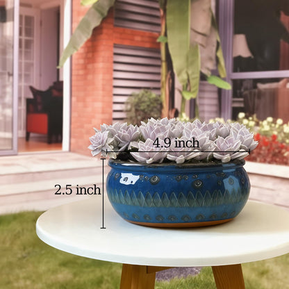 OXART Succulent Pots, 5 Pack Small Succulent Planters, Cute Plant Pots with Drainage Holes, Ceramic Flower Planters for Plants, Office, Desk, Windowsill, Home Decor, Plant Gifts for Mom