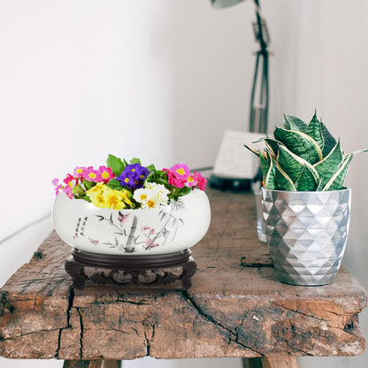 Toddmomy Hydroponic Ceramic Flowerpot Plant Pots Indoor Planters Indoor Ceramic Water Lily Bowl Vase Garden Flower Pot Ceramic Plant Pot Garden Bowl Orchid Pot Betta Fish Money Ceramics