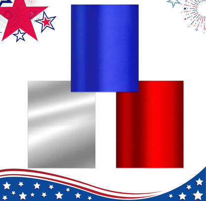 Metallic Patriotic Paper Cardstock Sheets 36 Pcs Blue Red Silver Foil Boards for 4th Of July Independence Day Flowers Scrapbook Crafts Invitations 8.5" x 11"