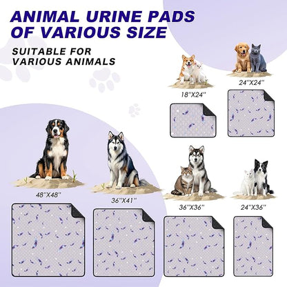 WanpeeGoo Washable Pee Pads for Dogs, 2Pack Reusable Puppy Pads, Super Absorbent & Leakproof Dog Pads, Anti-Slip Dog Pee Pads for Puppy Training & Incontinence, Feather Pattern 36"x41"