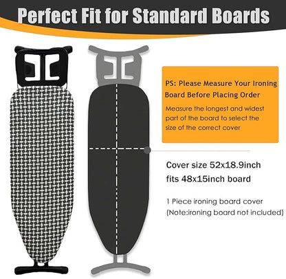Ironing Board Cover and Pad, Sewn-in Thick Feltpads, Elastic Edge, Fits