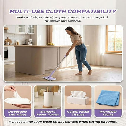 Snap Grip Mini Mop, Convenient Cloth Changing Mini Mop, Retractable Gap Dust