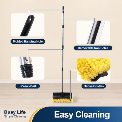 Yocada Deck Brush with 4-Section Extendable Handle Floor Scrub Brush Soft