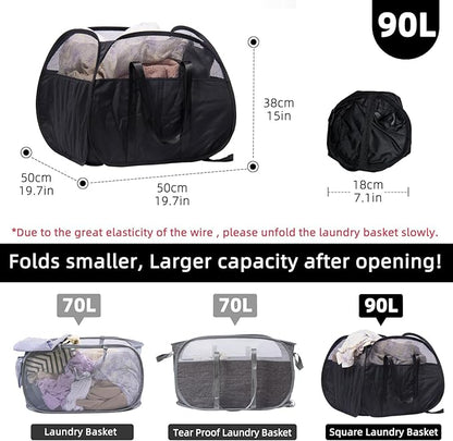 Collapsible Laundry Basket, 90L Foldable Pop Up Laundry Hamper