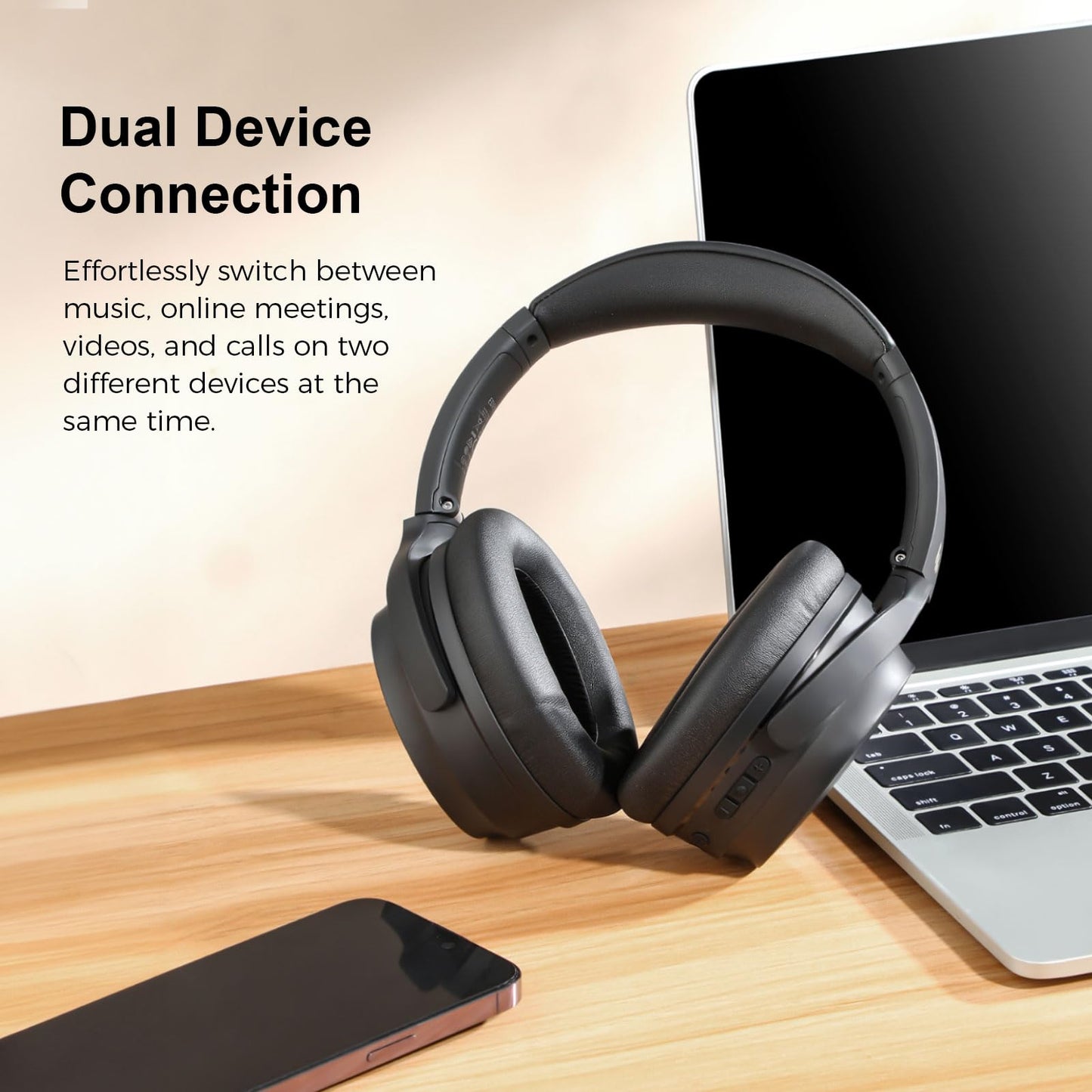 Edifier WH700NB Wireless Active Noise Cancellation Over-Ear Headphones, Bluetooth 5.3 Foldable Lightweight Headset, Dual Device Connection 68-Hour Battery Life, for Travel Home Office (Black)