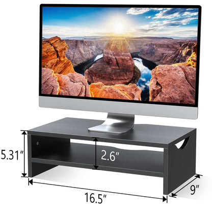 Zimilar 3 Height Adjustable Monitor Stand for 2 Monitors +2 Tiers Laptop Computer Monitor Riser for PC Screen, iMac, Desktop Wooden Screen Monitor Stand Riser with Storage