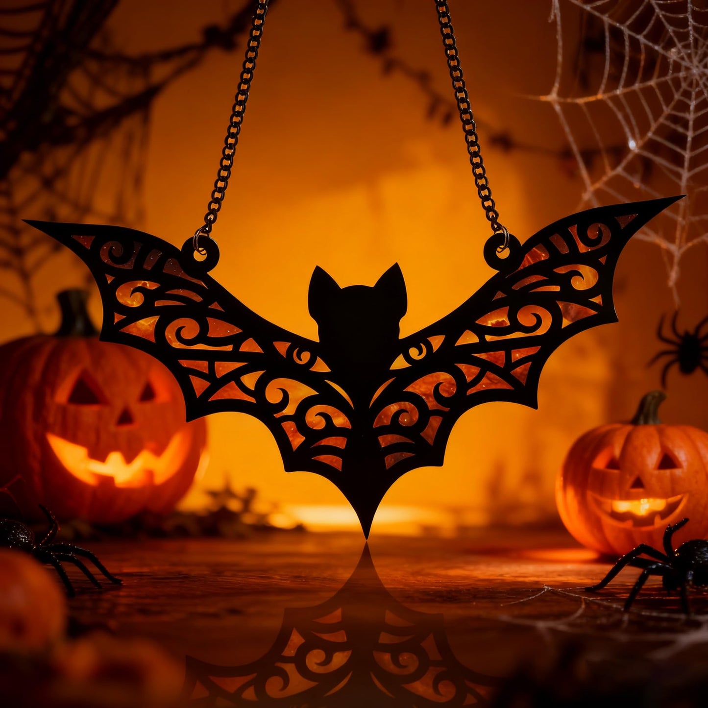 Fimewon Bat Suncatcher Bat Stained Glass Window Hanging Halloween Decorations Indoor Wall Decor Living Room Birthday Party Favors Gifts for Women, 6.3 Inch