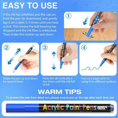JR.WHITE Extra Fine Tip Acrylic Paint Pens Markers Set of 18: 0.7mm Fine Tip for Easter Eggs Decorating, Rock Painting, Glass, Wood, Ceramic – Easter Crafts, Scrapbooking Supplies, Drawing Art Crafts
