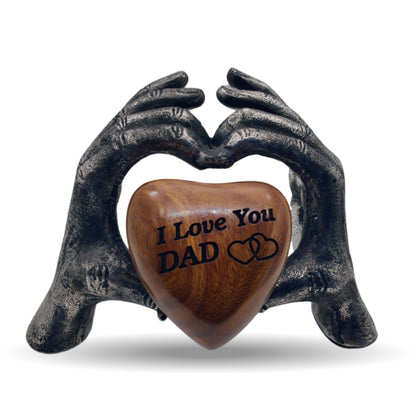 ZAHANAARA Wooden Heart Urn for Ashes|Handcrafted Memorial Box for Funeral |Memorial Gifts, Ashes Keepsake |Aluminum Mini Cremation Urns for Adult Male|I Love You Dad Engraved Tribute|Silver, 3 cu in