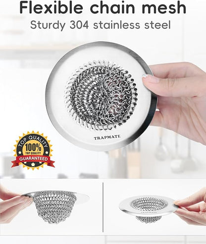 TRAPMATE 2 Pcs Kitchen Sink Drain Strainer, Stainless Steel Sink Strainer Basket