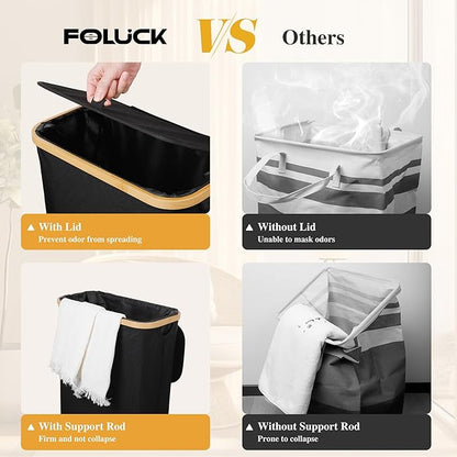 Slim Laundry Hamper, 60L Waterproof Narrow Laundry Basket