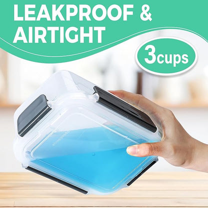YORY 3 cup Plastic Food Storage Containers