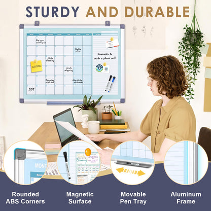 MAKELLO Dry Erase Calendar for Wall, Large White Board Calendar with Next Month for Office, Family, Kitchen and Bedroom, 36x24 inches