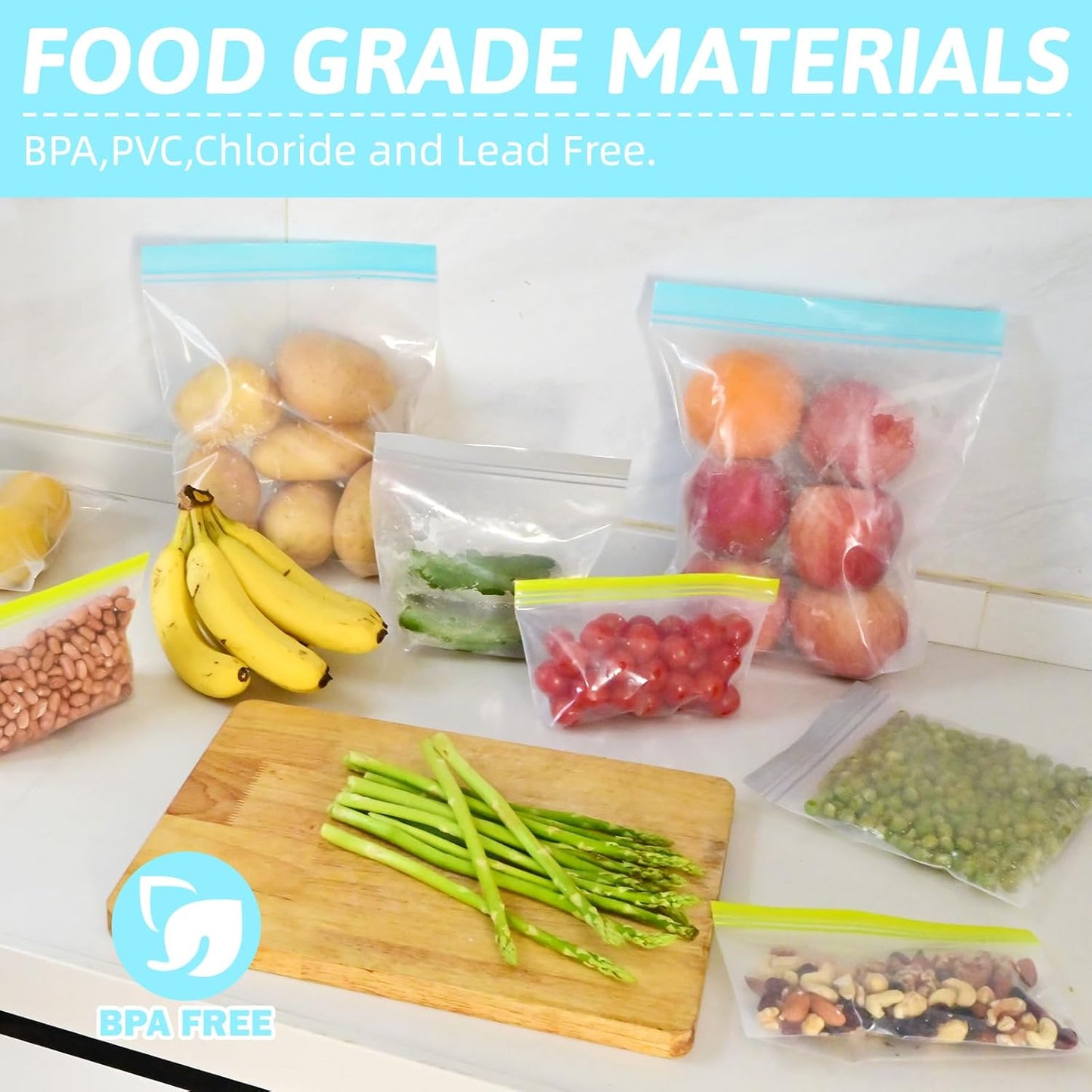 Reusable Freezer Bags - Dishwasher Microwave Safe, Stand Up Silicone and BPA Free Sandwich Bags, Leakproof Food Storage Bags for Meal Prep - 20 Gallon (20 Packs)