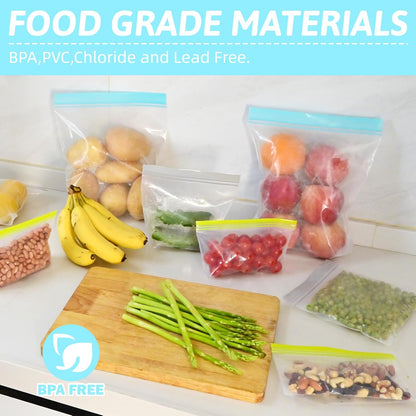Reusable Freezer Bags - Dishwasher Microwave Safe, Stand Up Silicone and BPA Free Sandwich Bags, Leakproof Food Storage Bags for Meal Prep - 20 Gallon (20 Packs)