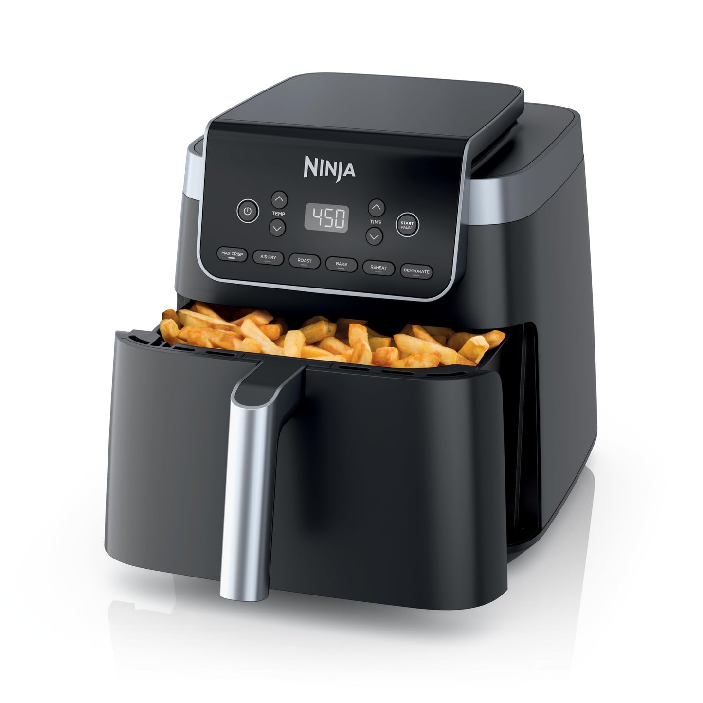 Ninja | Air Fryer | 4 QT Capacity | 4-in1 Roast, Crisp, Roast, Reheats, & Dehydrates | Dishwasher Safe Parts | Includes 20 Easy & Healthy Recipes | Compact | Grey | AF101