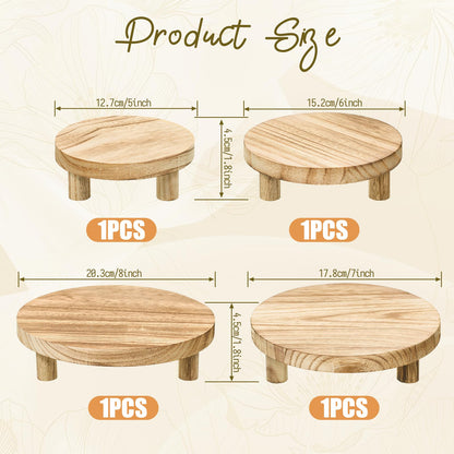 YBEATY 4 PCS Wooden Risers for Display, Wood Stool Round Pedestal Stand 8/7/6/5 Inch Mini Rustic Tiered Tray Riser Flower Pot Small Planter Holder for Home Kitchen Desktop Counter Room Patio Décor