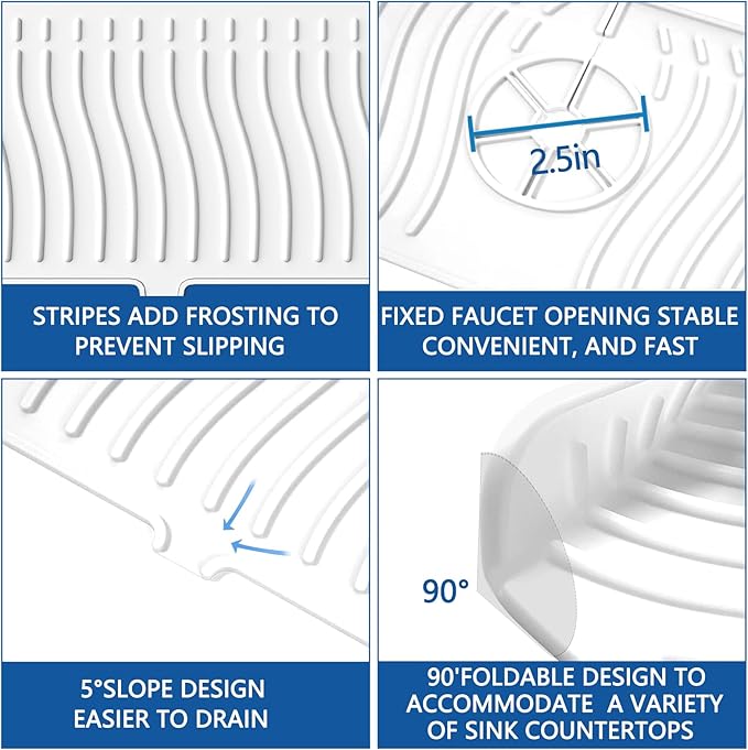 Kitchen Sink Splash Guard-24 x 5.8'' Ultrathin Silicone Sink Mat Splash Guard