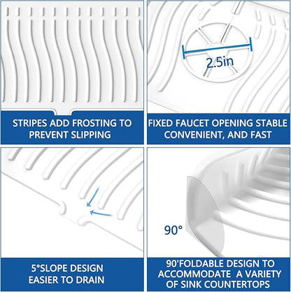 Kitchen Sink Splash Guard-24 x 5.8'' Ultrathin Silicone Sink Mat Splash Guard