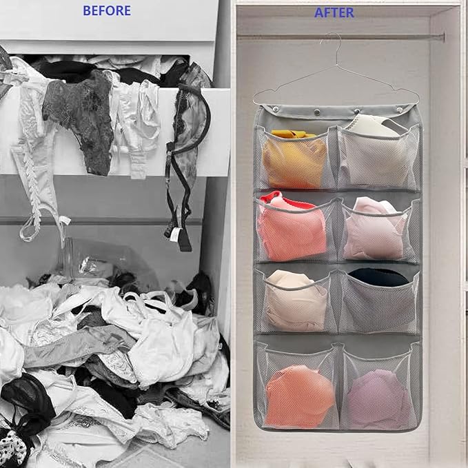 Dual Sided Hanging Closet Organizer Durable Socks Stocking Clothes Bra