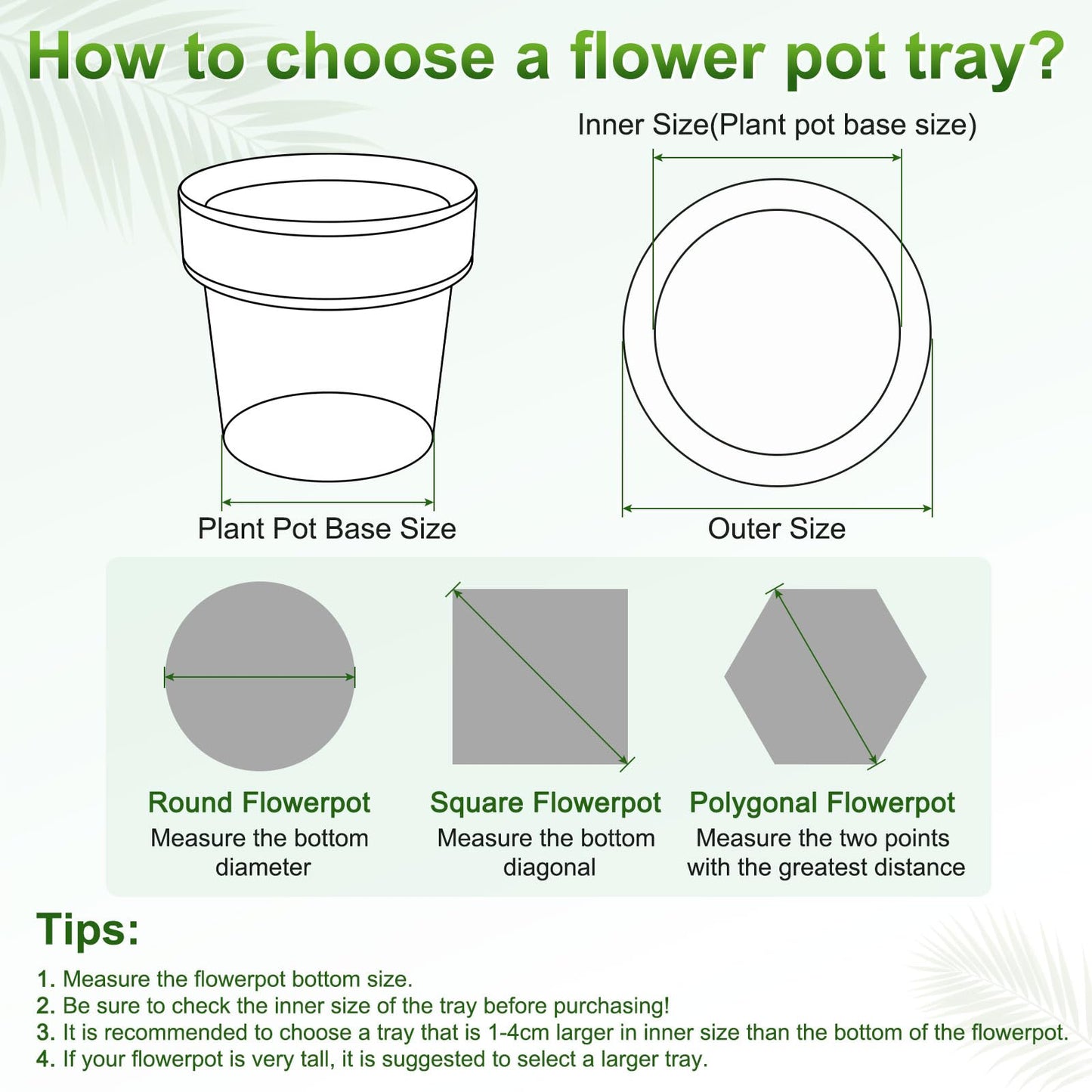 M METERXITY 2-Pack Plant Saucers, 7.3 Inch ID Anti-Rot Root Resin Flower Pot Plant Saucers for Indoor/Outdoor, Flowerpot Drip Tray [9.4 Inch OD, Dark Green]