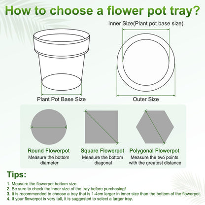 M METERXITY 2-Pack Plant Saucers, 7.3 Inch ID Anti-Rot Root Resin Flower Pot Plant Saucers for Indoor/Outdoor, Flowerpot Drip Tray [9.4 Inch OD, Dark Green]