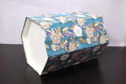 Generic 3.3 Gallon Cotton Hand Block Printed Paper Waste Basket |Small Decorative Trash Can for Housewarming Gifts in Living Room, Bedroom, Bathroom | Eco-Friendly, Plastic-Free (1, CREEM FLOWAR)