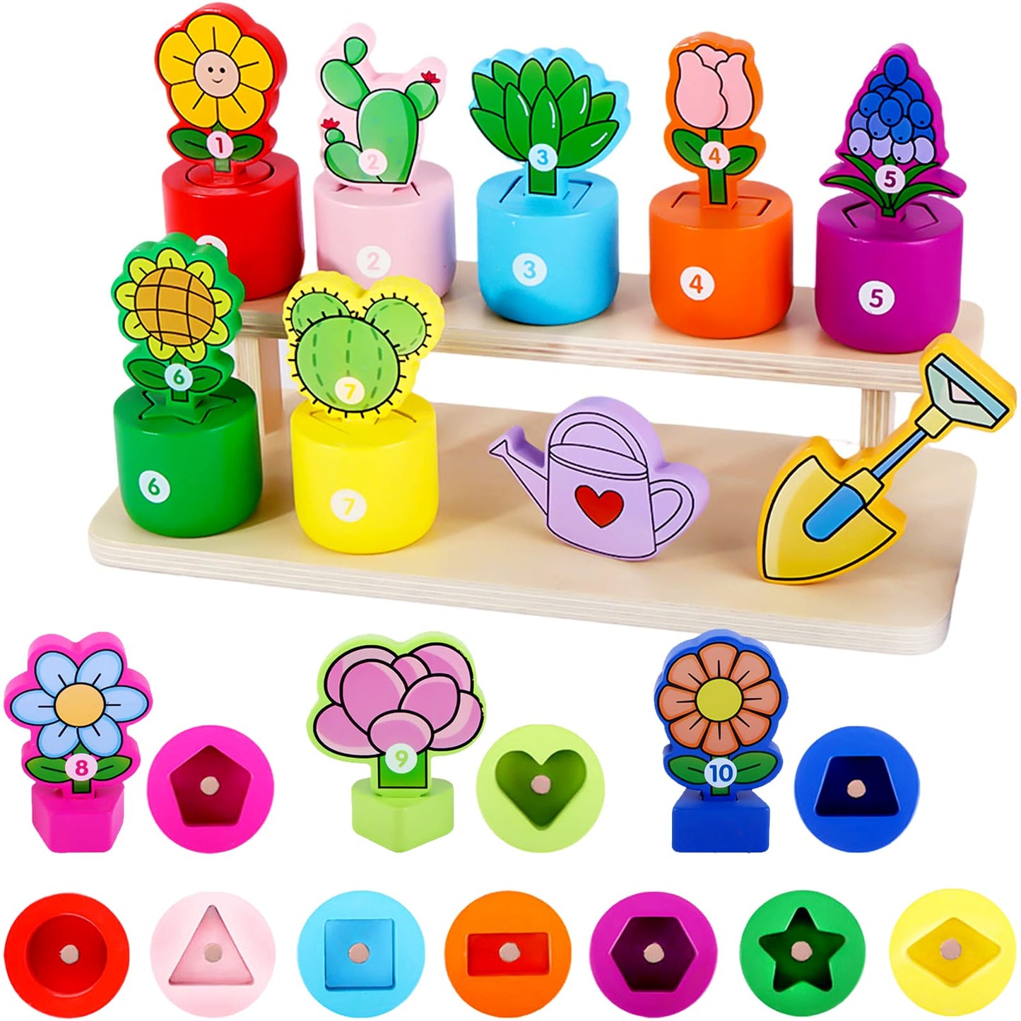 Scuwtocn Montessori Toys Wooden Flower Garden for 2 Year Old Girls