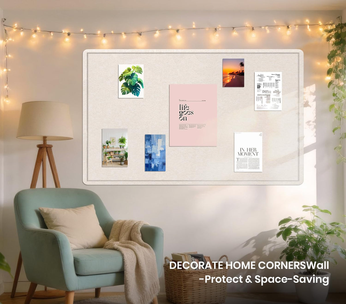 Large Cork Bulletin Board - 60 X 36 Inches With 30 Pushpins, 5' x 3' Pin Board for Walls, Self-Adhesive Felt Vision Board, Foldable Photo Board - Oatmeal