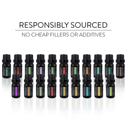 Aromatherapy Essential Oil Diffuser Gift Set with 20 Oils and Rotating Display Stand - 400ml Ultrasonic Diffuser with 20 Essential Plant Oils - 4 Timer & 7 Ambient Light Settings