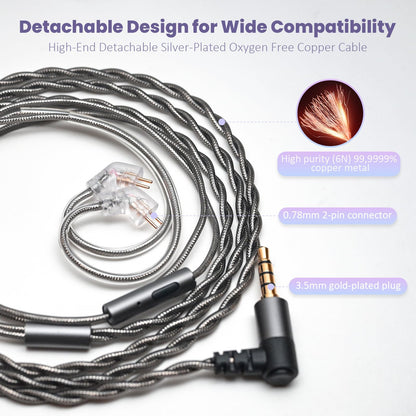 Hidizs MS1 Galaxy IEM Gaming Earphones - Dual Magnetic Engine for Immersive Gaming Sound Wired Earbuds/Inline Mic/Detachable 2-Pin Cable, 3.5mm Plug