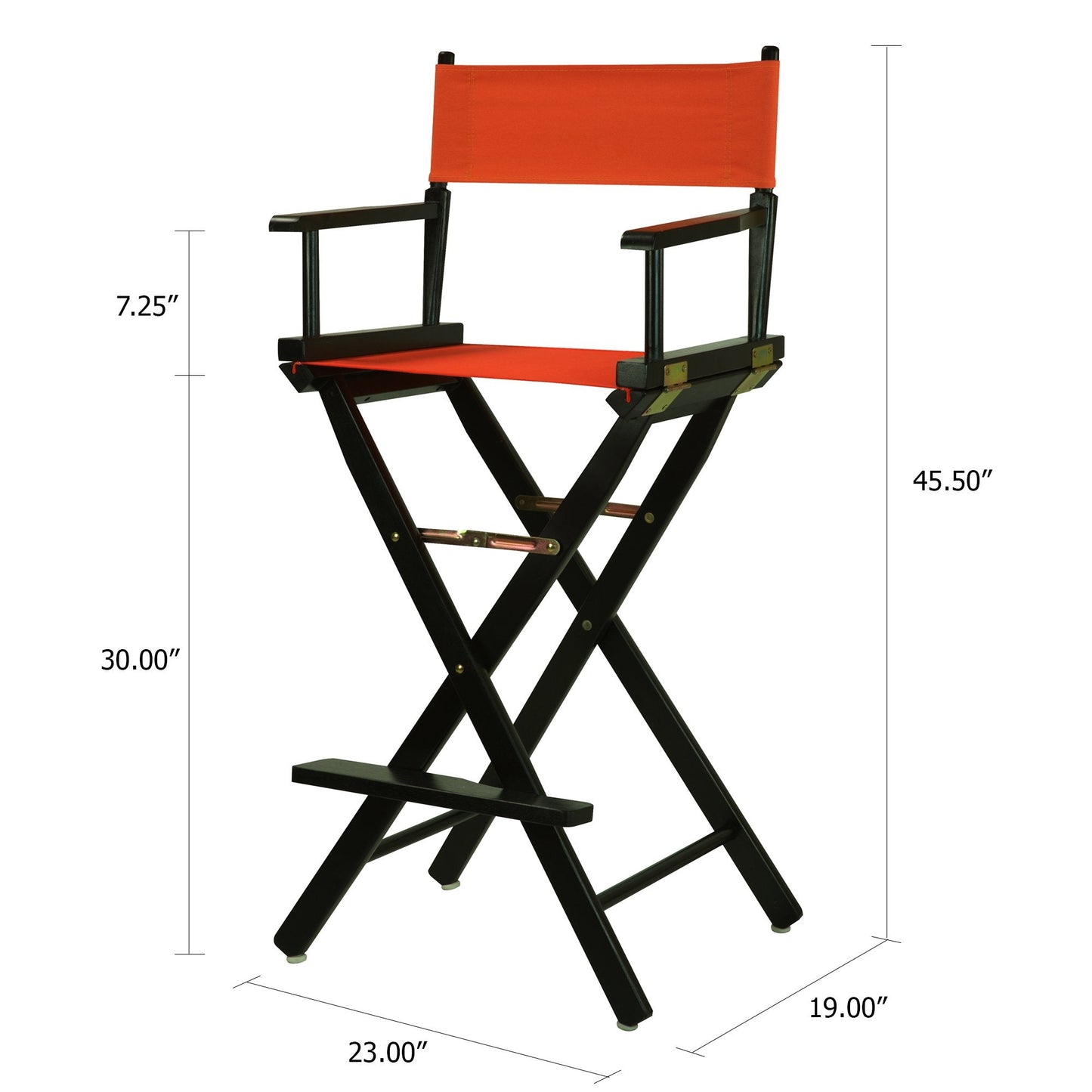 Casual Home 30" Director's Chair Black Frame-with Orange Canvas, Bar Height