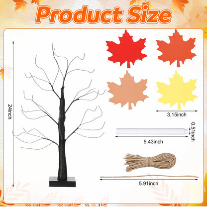 Briwooody 24” Thanksgiving Gratitude Tree with Leaves Kit Seasonal Holiday Decoration with Writing Pen Hemp Rope DIY Fall Decorations Craft Kit for Autumn Home Desktop Thanksgiving Decor(Maple Leaf)