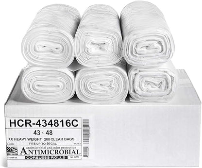 Aluf Plastics High Density Trash Bags, 56 Gallon, 16 Micron,