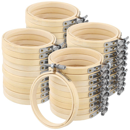SENJEOK 40pcs 3 Inch Bamboo Embroidery Hoops, 8cm Cross Stitch Circles, Adjustable Wood Embroidery Hoop for Sewing Craft, Home Decoration