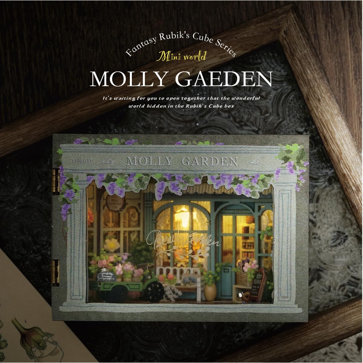 ESTUSR DIY Miniature Dollhouse Kits - Wooden Mini Model House with LED Lights, Tiny Furniture & Accessories – Craft Building Kits for Teens & Adults (Molly Garden) – Birthday Valentine's Gift