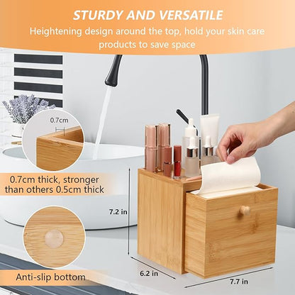 Disposable Face Towel with Bamboo Drawer Storage Box