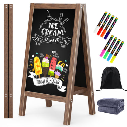 Solid Wood A Frame Chalkboard Sign 40"x20", Magnetic Double Sided Sandwich Board, Upgraded Bottom Brace Stable Sidewalk Sign with 8 Liquid Chalk for Cafe Restaurant Wedding Home Business