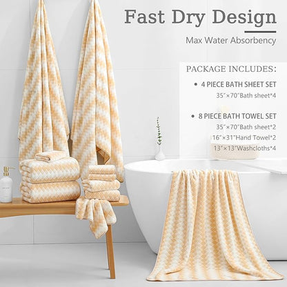 4 Piece Extra Large Bath Towel Set Oversized Bath Sheet 35"x70" Bathroom Towel