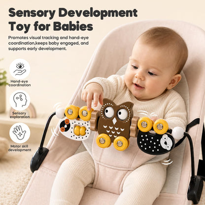 Mamatepe Baby Bouncer Toy Bar, Wooden, Brown & Yellow