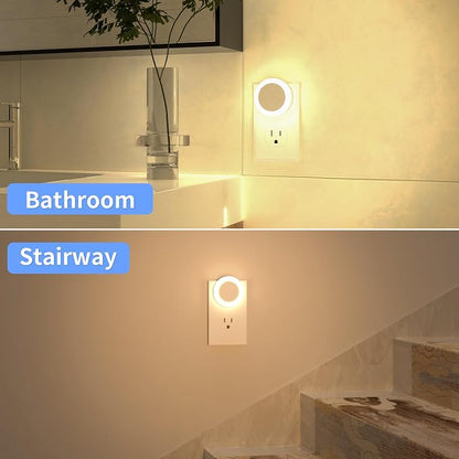 Night Light with High/Low/Off Switch, LED Manual Nightlight Max 20 Lumens, Indoor for Bathroom, Hallway, Bedroom, Kitchen, Warm White, Energy Efficient, ETL Listed, 4 Pack
