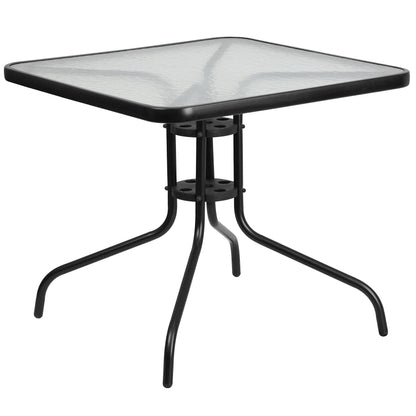 Flash Furniture Barker 31.5" Square Indoor/Outdoor Tempered Glass Metal Frame Side Table