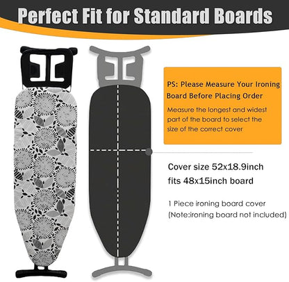 Ironing Board Cover and Pad, Sewn-in Thick Feltpads, Elastic Edge, Fits