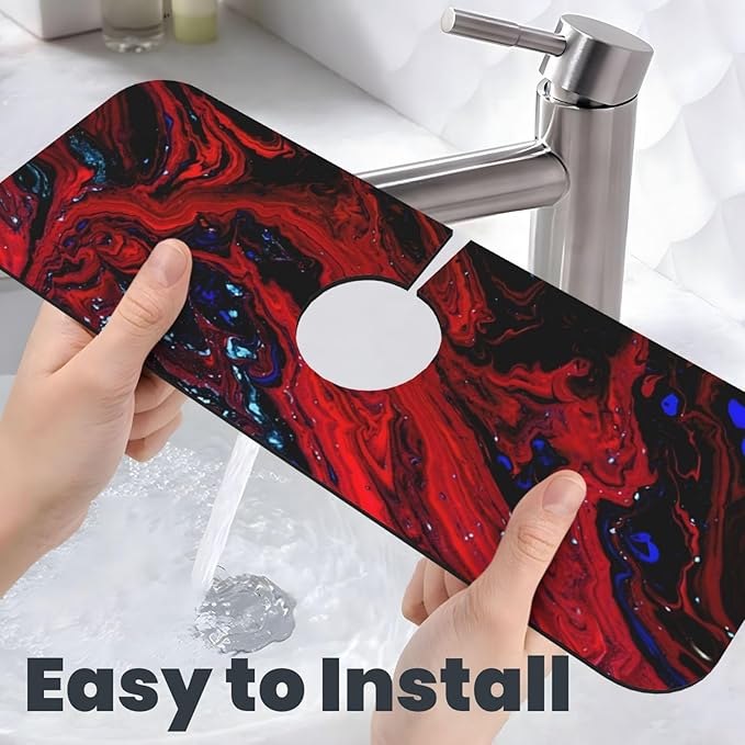 Red marble Kitchen sink faucet pad, strong water absorption, anti slip