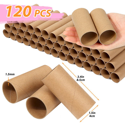 MAPVOLUT 120-Pack Brown Cardboard Tubes for Crafts (1.5x3.4 Inch) | Bulk Kraft Paper Rolls for DIY, Art Supplies, Handicraft Projects & Holiday Decor - Crush Resistant
