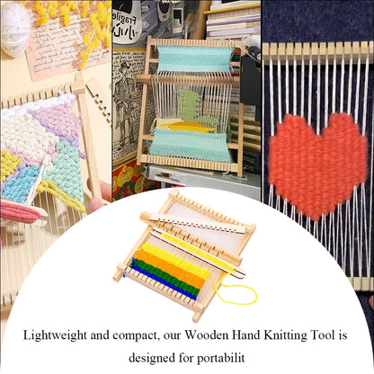 Ckyleole Weaving Loom Kit Wooden Weaving Loom Multi Craft Handcraft Wooden Looms Set Tapestry with Rods Combs Shuttles Line Instructions No Burr Mini 8.27 x 6.5 inch 1 Set(5P) Adult and Beginners
