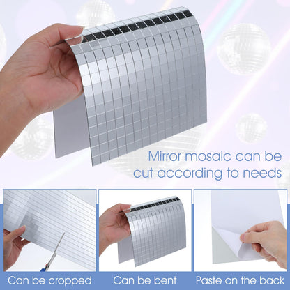 4500 PCS/10 Sheets Mirror Tiles Self Adhesive, 10x10mm Disco Tile for DIY Craft, Home & Party Decoration, Sparkling Glass Mirror Mosaic Tiles for DIY Craft Decoration, Art Collage (Silver)