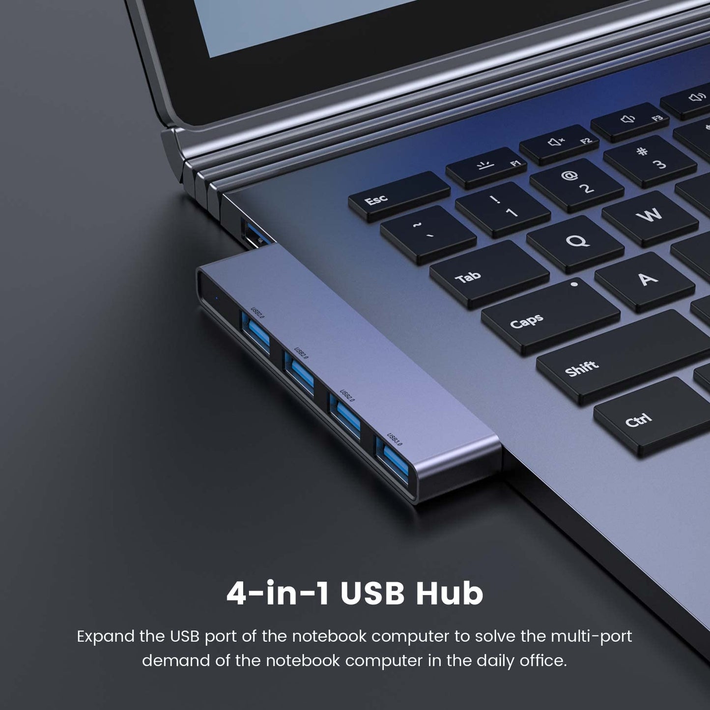 Fidioto USB Hub, 4-Port USB Splitter(1 * 3.0 Hub, 3 * 2.0 Hub) USB Splitter USB Expander for Laptop,Windows PC,Mac,Printer,Flash Drive,Mobile HDD, Notebook PC